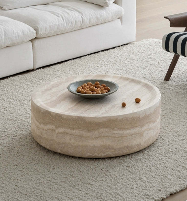 35.43'' Faux MARS Pattern Coffee Tables - Faux Travertine Textured - primary color shot