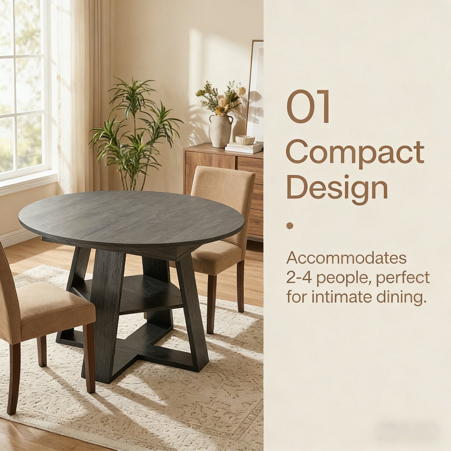 43" -59" Extendable Round Dining Table for 4-8 - Natural - detail view 8