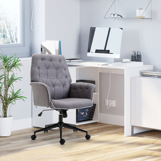 Carrie Linen Office Chair, Dark Gray