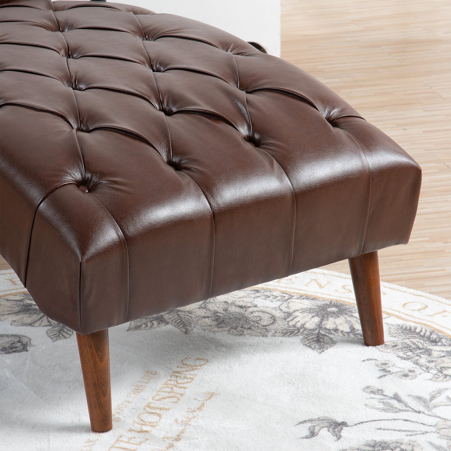 Upholstered Chaise Lounge - Brown - detail view 5