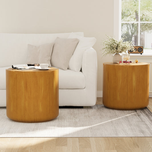 Natural Magnesium Oxide 2-Piece Accent Table Set with Wood Legs (Set of 2) - primary color shot