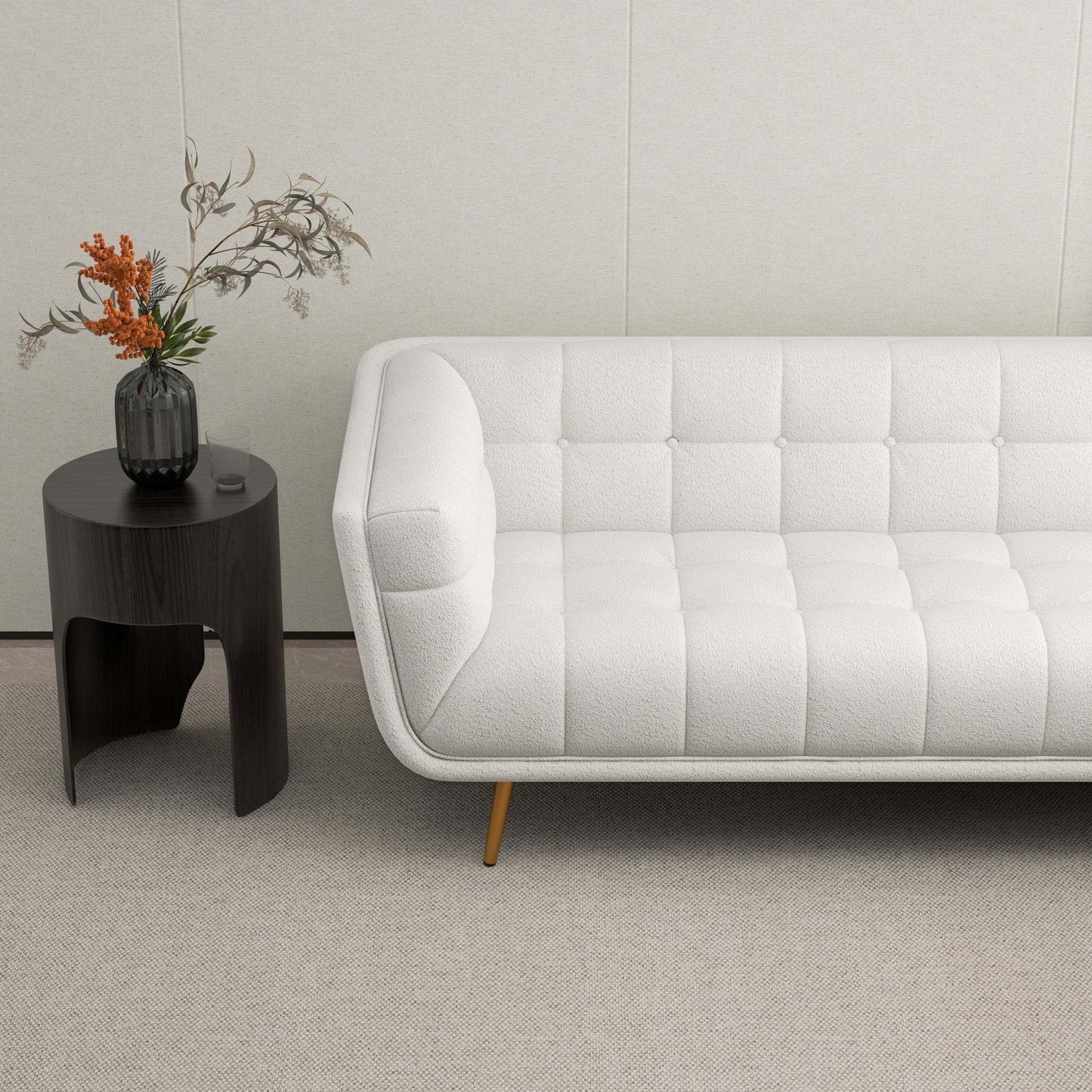 Addison Right Sectional Cream Boucle Sofa - detail view 8
