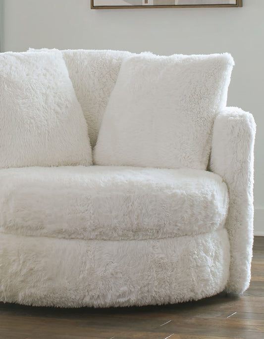 FOA Cochrane Contemporary Faux Fur Fabric Accent Chair - White