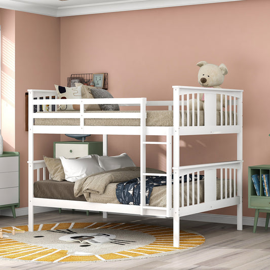 Pratt Full over Full Bunk Bed with Ladder, White