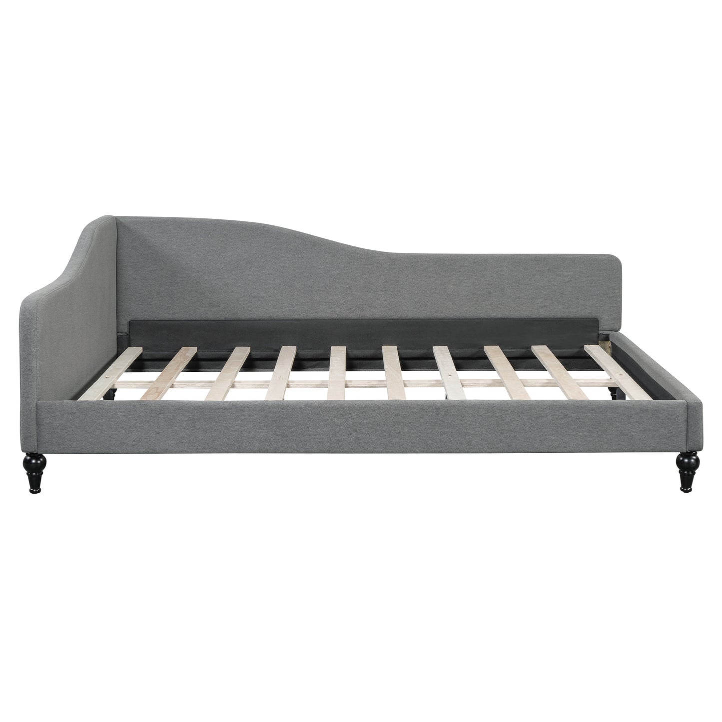 Thorne Full Size L-Shaped Linen Daybed, with Solid Wood Legs, Gray