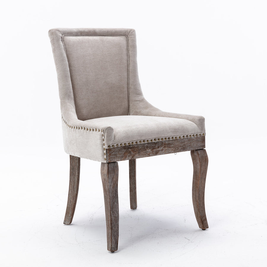 Beige Fabric Dining Chairs (Set of 2)