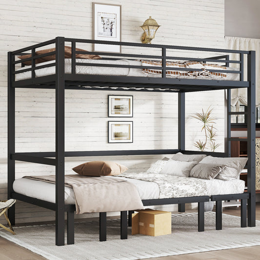 Full over Full Size Pull-Out Metal Bunk Bed - Black - detail view 2
