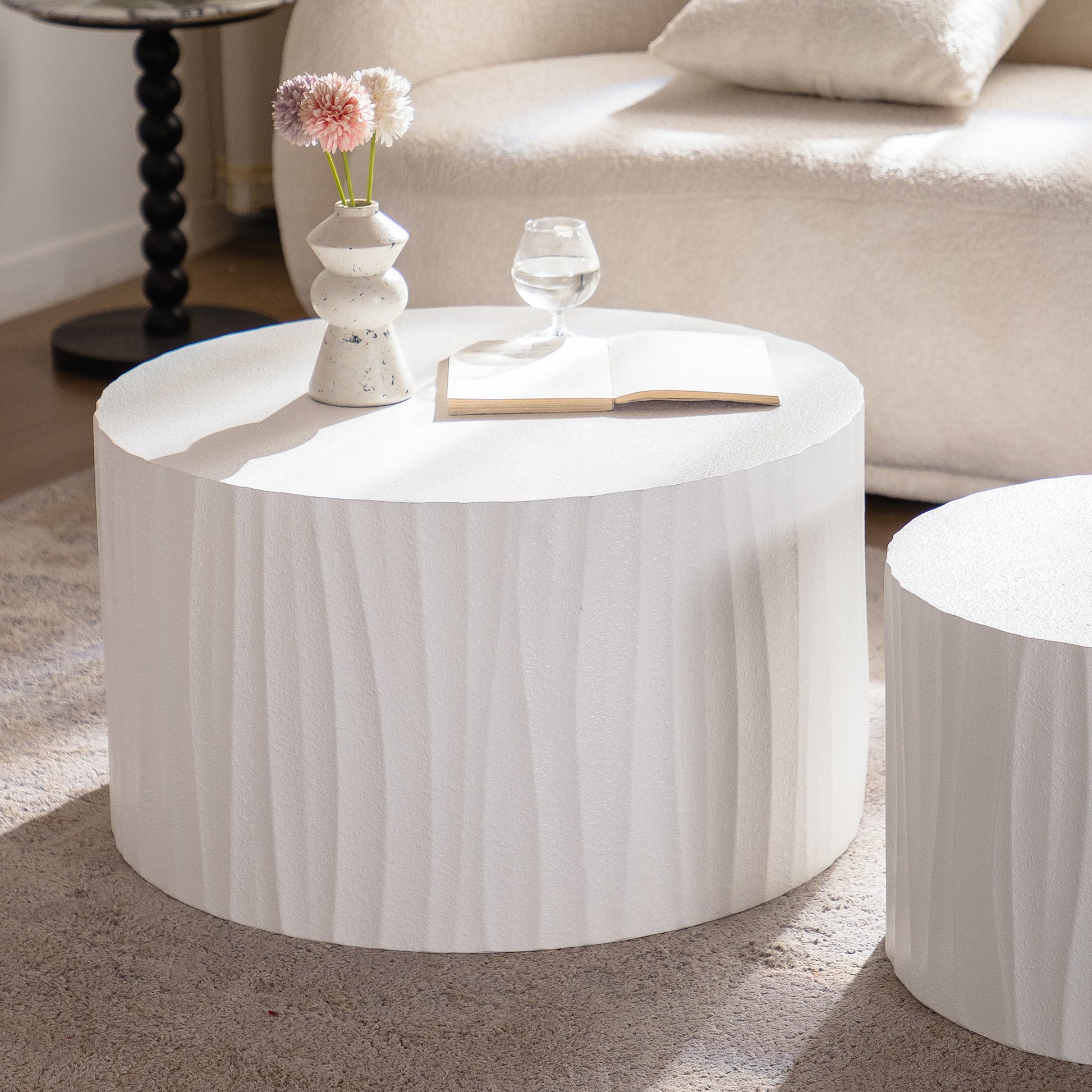 Cream & White Nesting Tables with Wood Legs - detail view 4