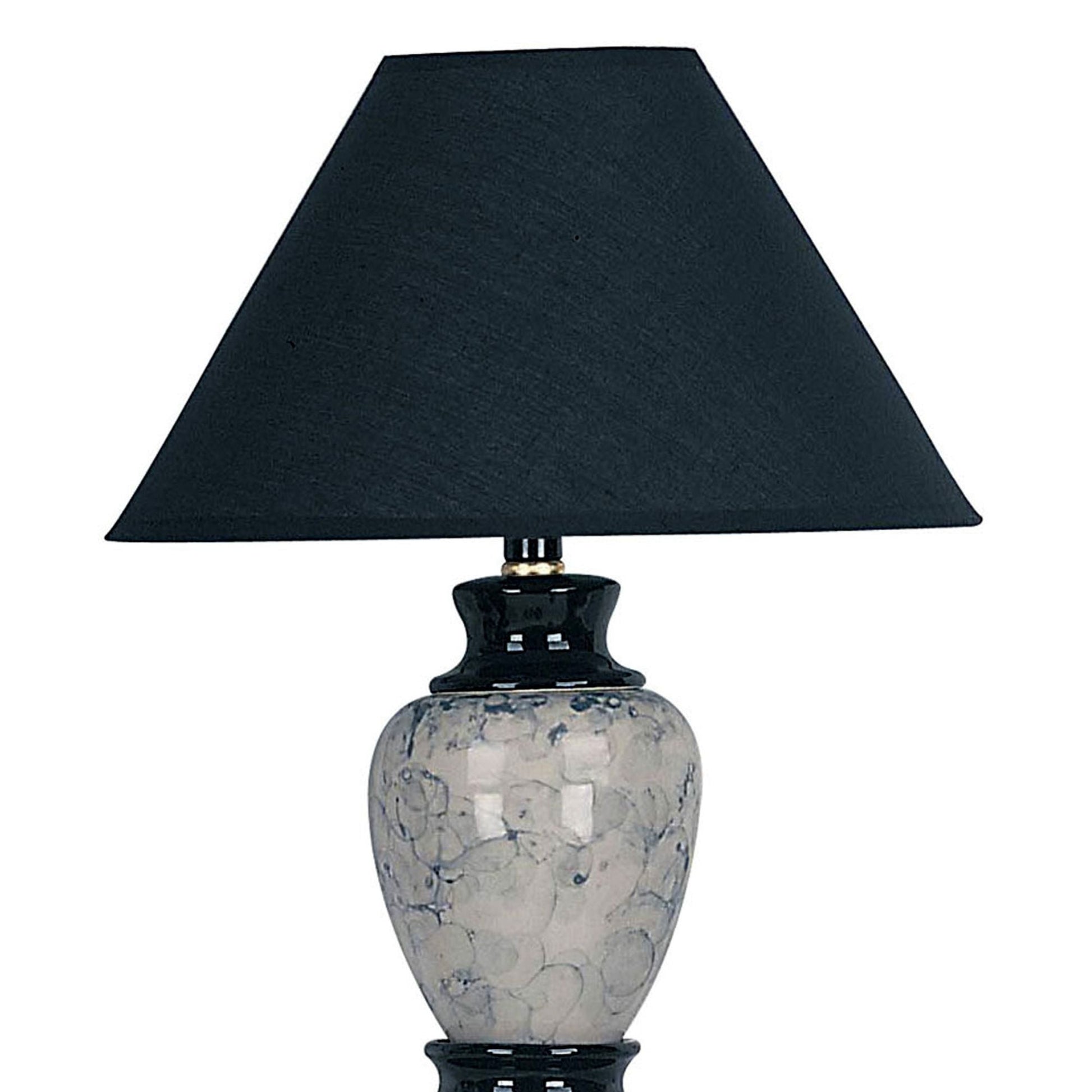 13' Tall Ceramic Table Lamp, Urn-Shaped with Black finish, Linen Shade