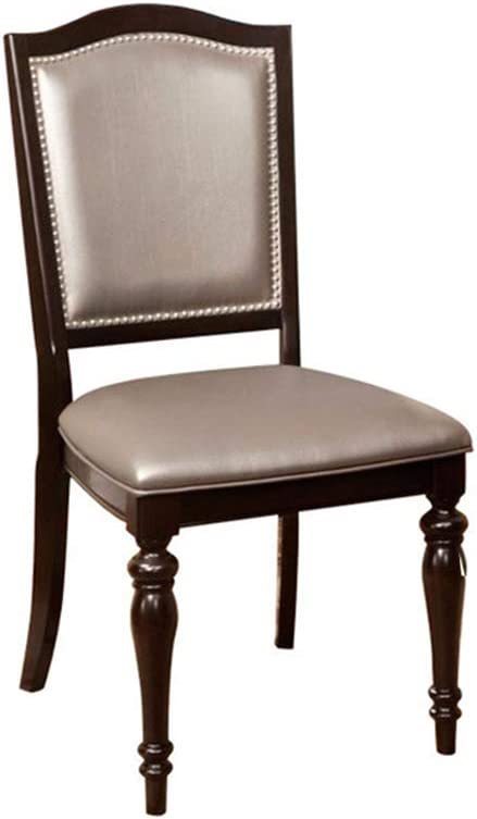 Henrick Transitional Solid Wood Side Chairs Set of 2 Walnut & Pewter