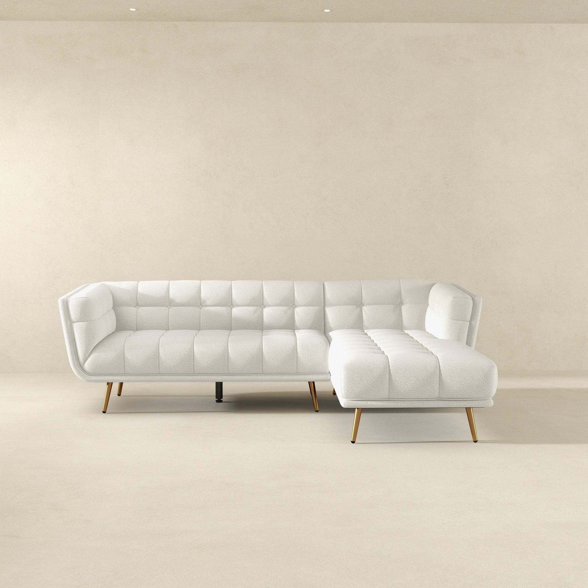 Addison Right Sectional Cream Boucle Sofa - detail view 5