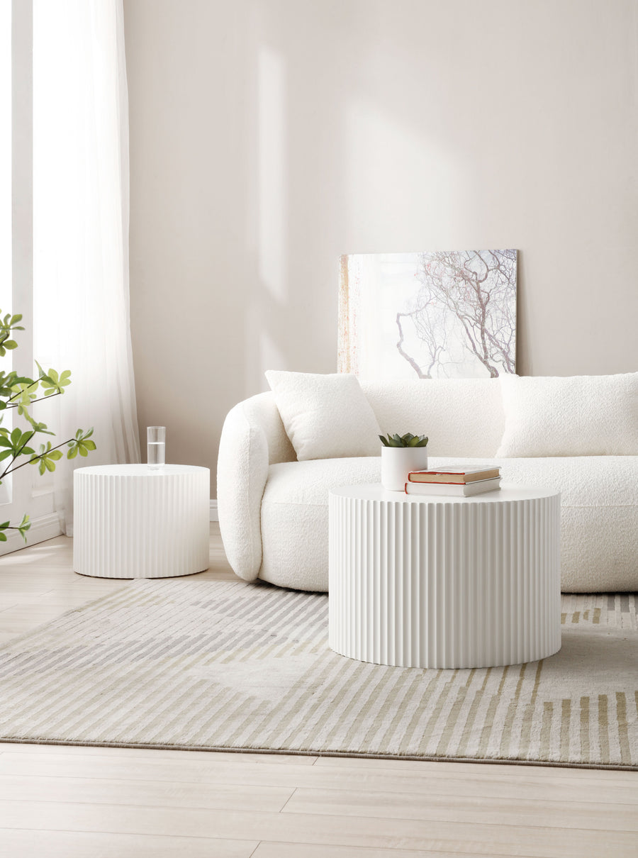 White Round Nesting Table Set of 2 - detail view 8