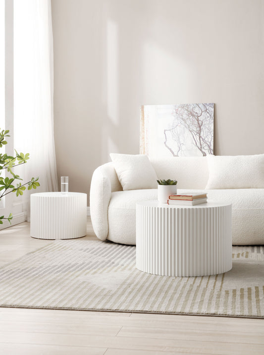 White Round Nesting Table Set of 2 - detail view 8