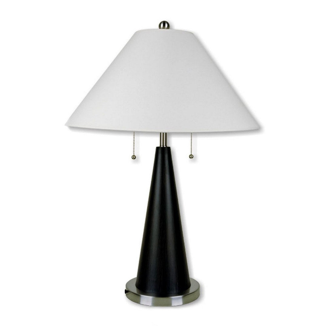 28' Tall Metal Table Lamp with Black finish, White Linen Shade