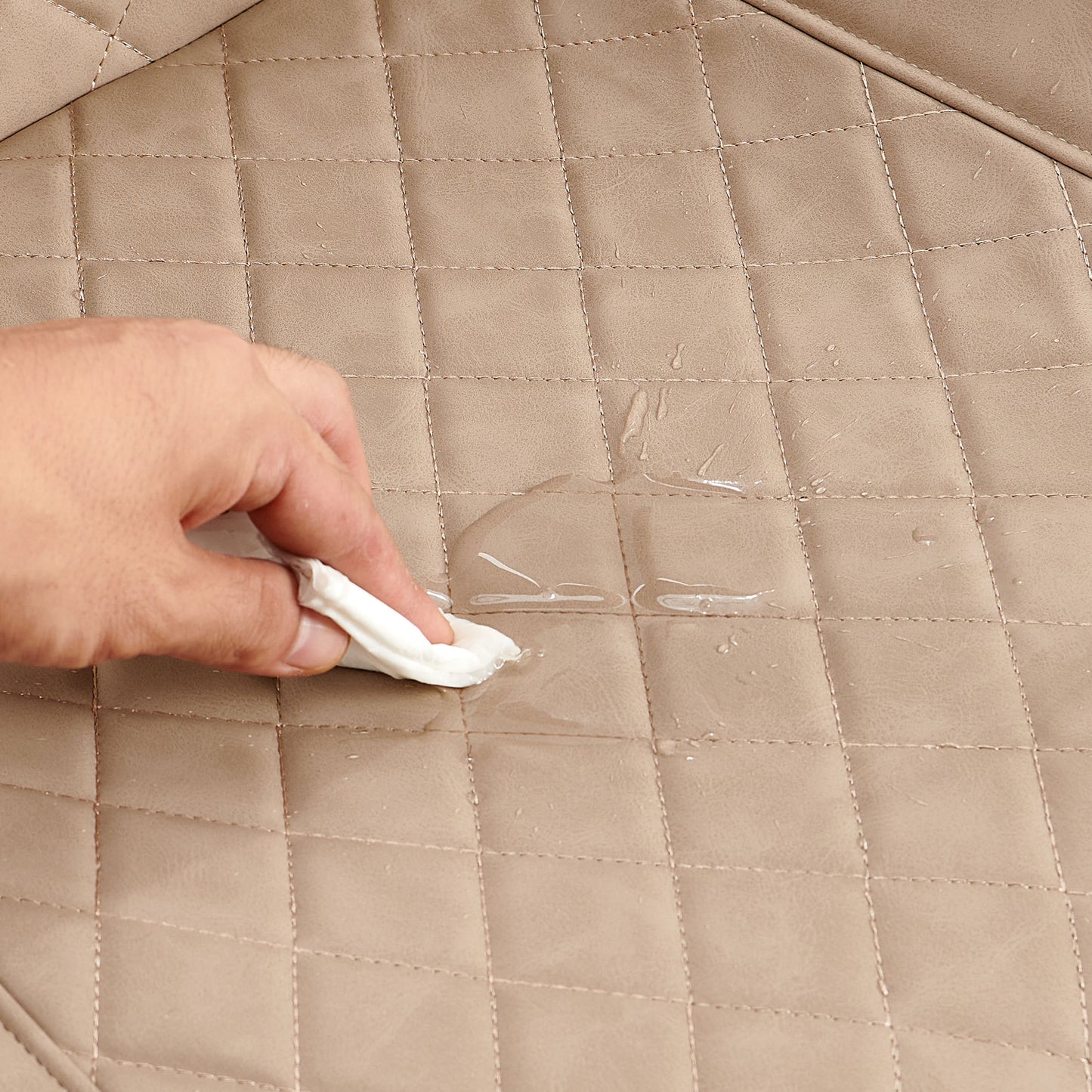 Taryn Mid-Century Modern PU Leather Side Chairs Set of 2 Beige