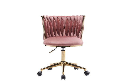 Emme Gold Framed Velvet Office Chair with Gold Base - Pink