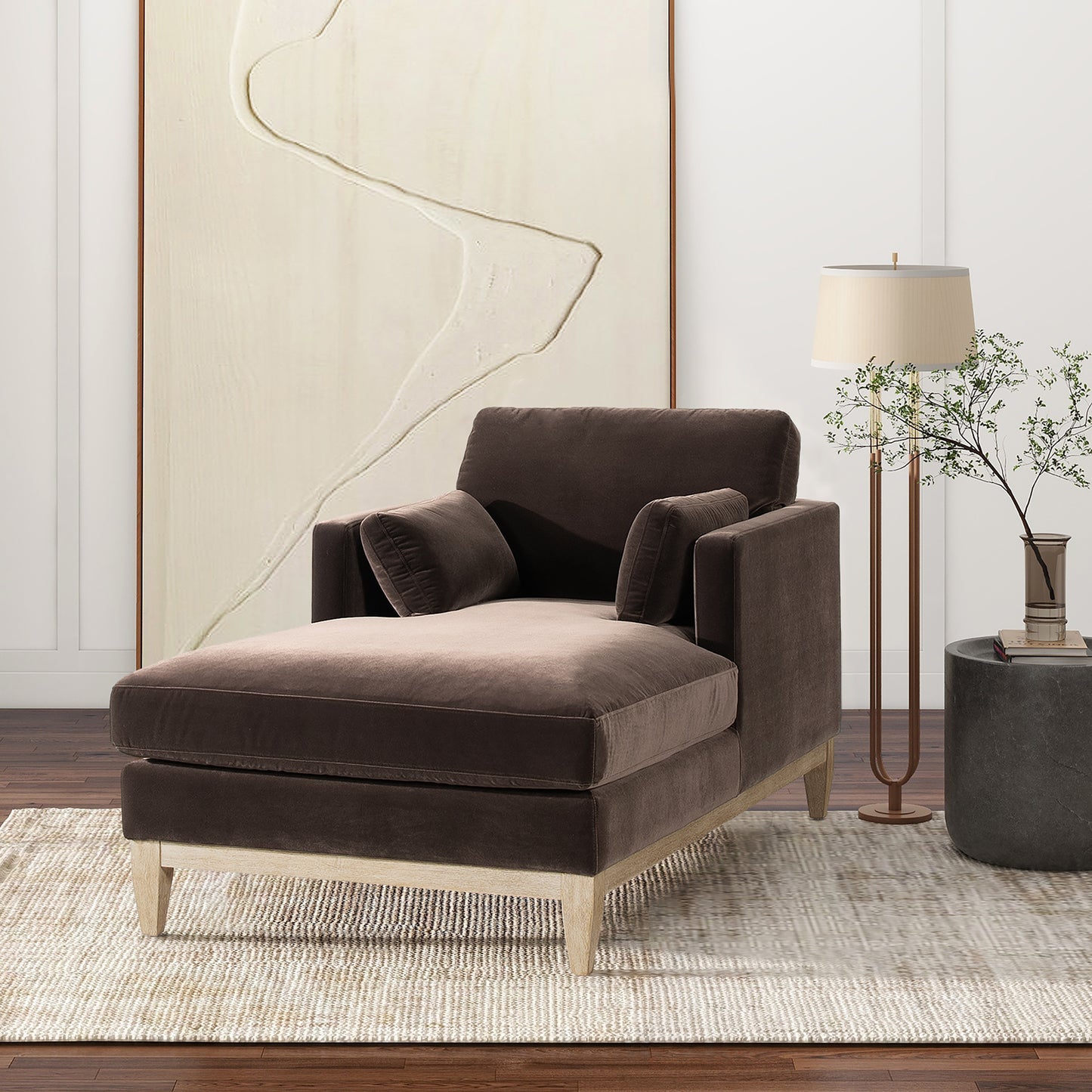 Knox 65' Modern Farmhouse Chaise Lounge Chair - Brown - primary color shot