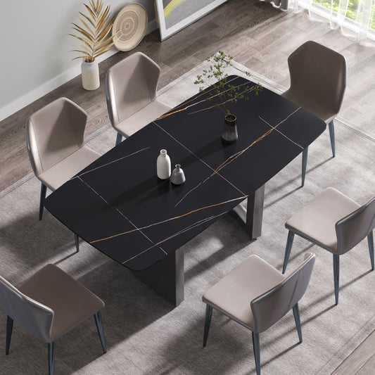 Elara Modern 70.8" Artificial Stone Dining Table, Black