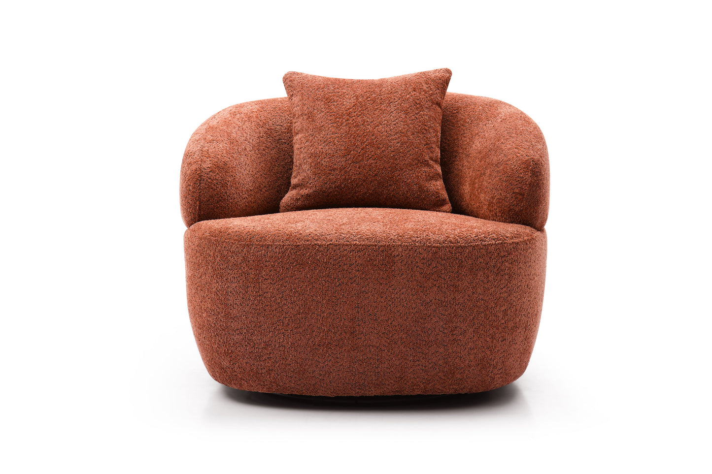 Orange Boucle Fabric Armchair with Curved Design