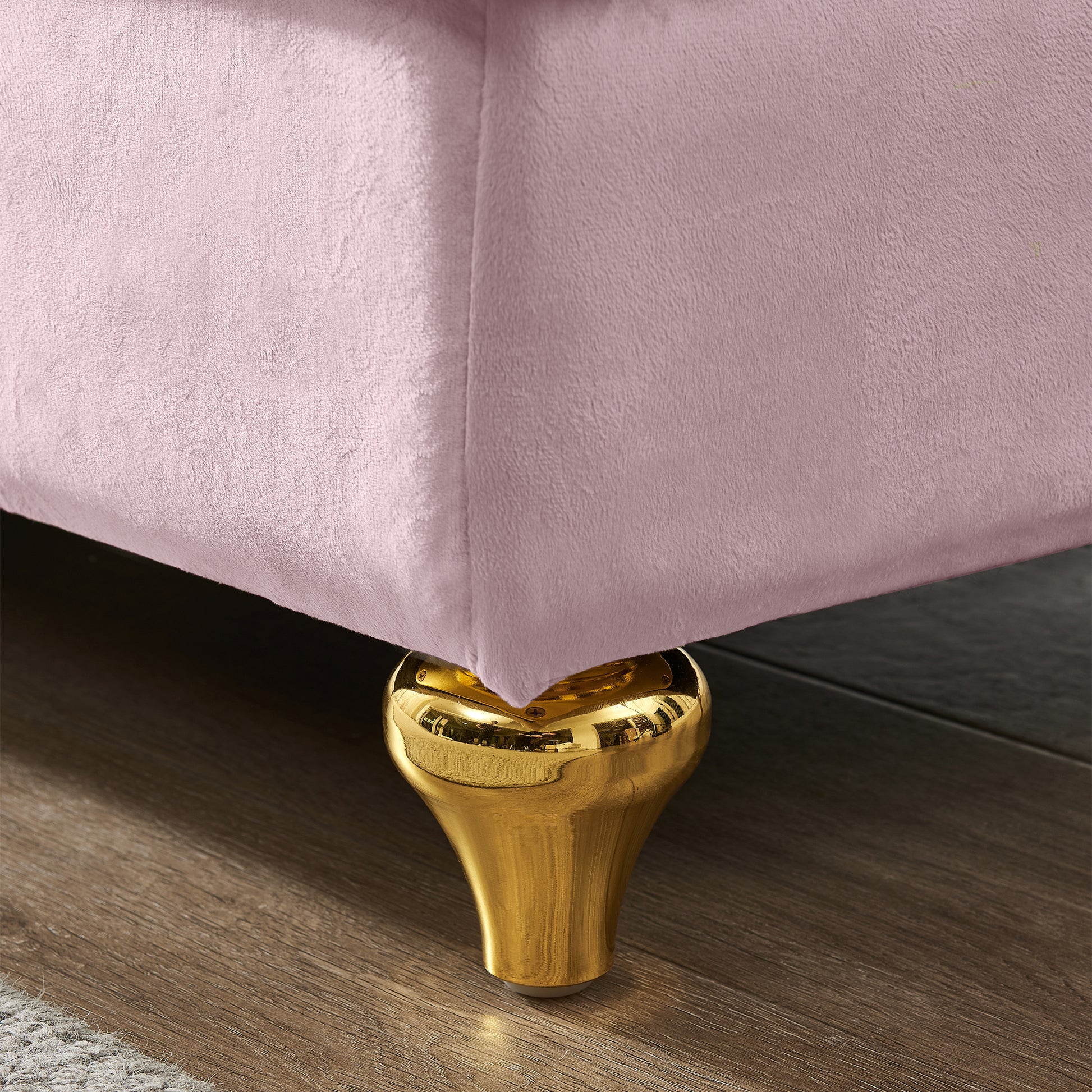 Modern Upholstery Chaise Lounge Chair with Storage Velvet (pink) - detail view 7