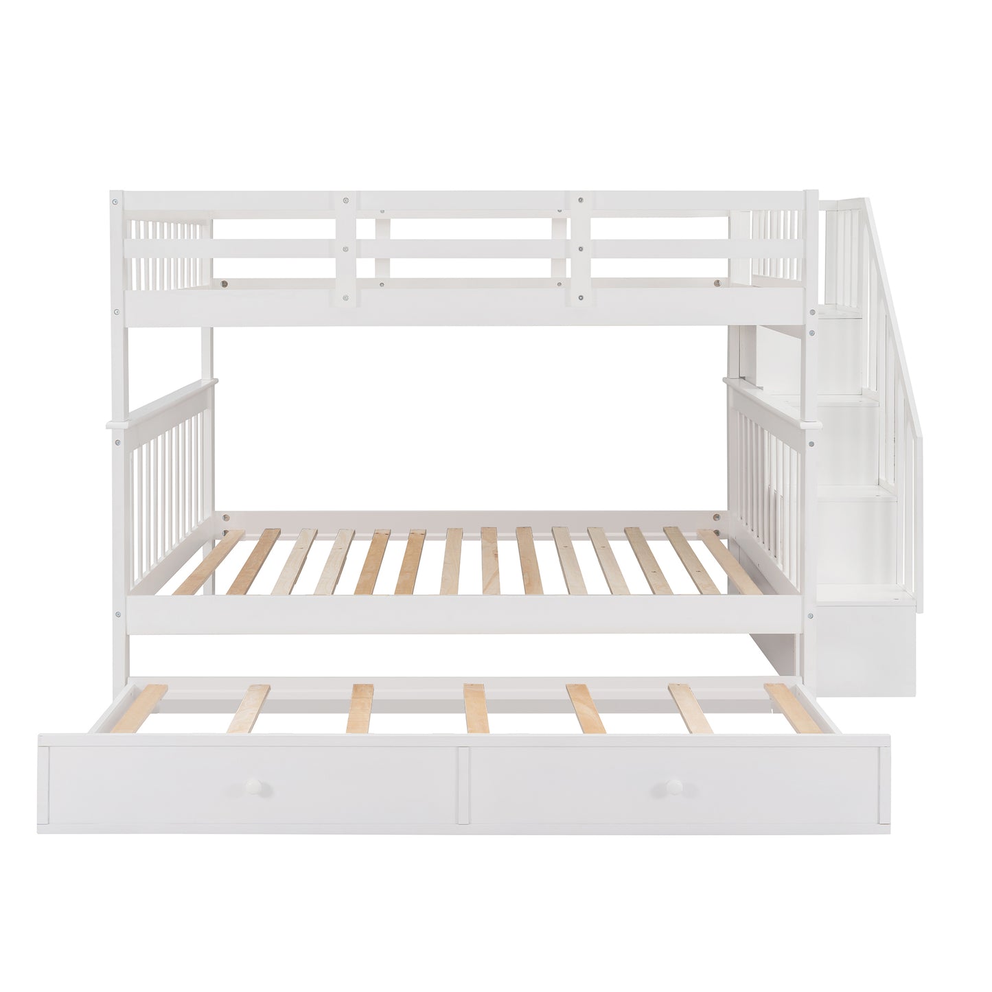 Stairway Full-over-Full Bunk Bed with Twin Size Trundle - White - detail view 4
