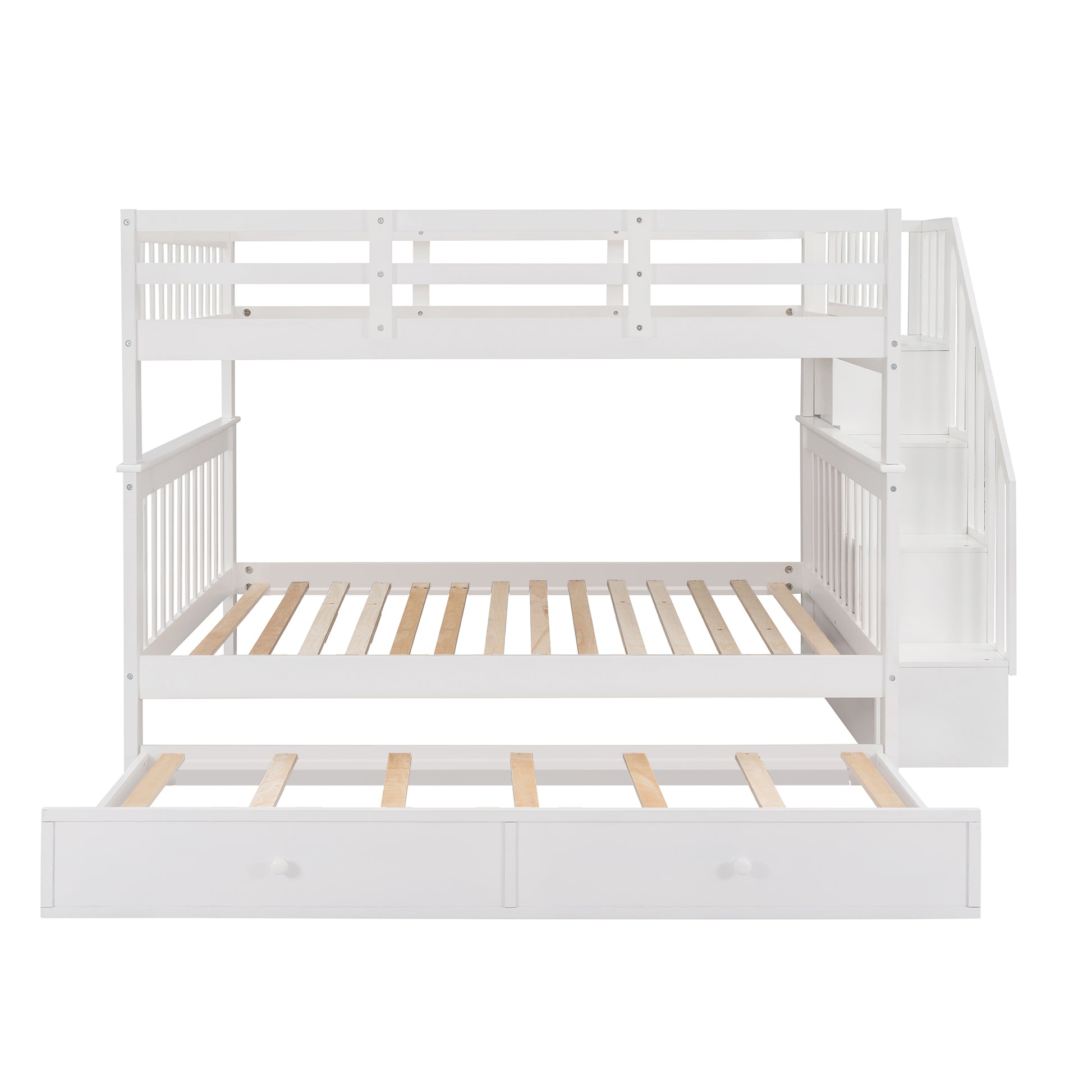 Stairway Full-over-Full Bunk Bed with Twin Size Trundle - White - detail view 4