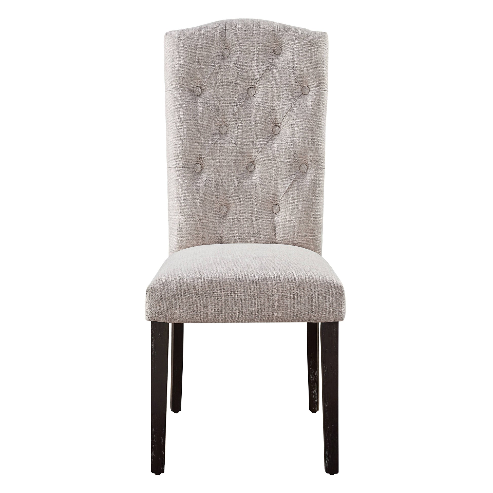Beige and Weathered Espresso Tufted Back Side Chairs Set of 2