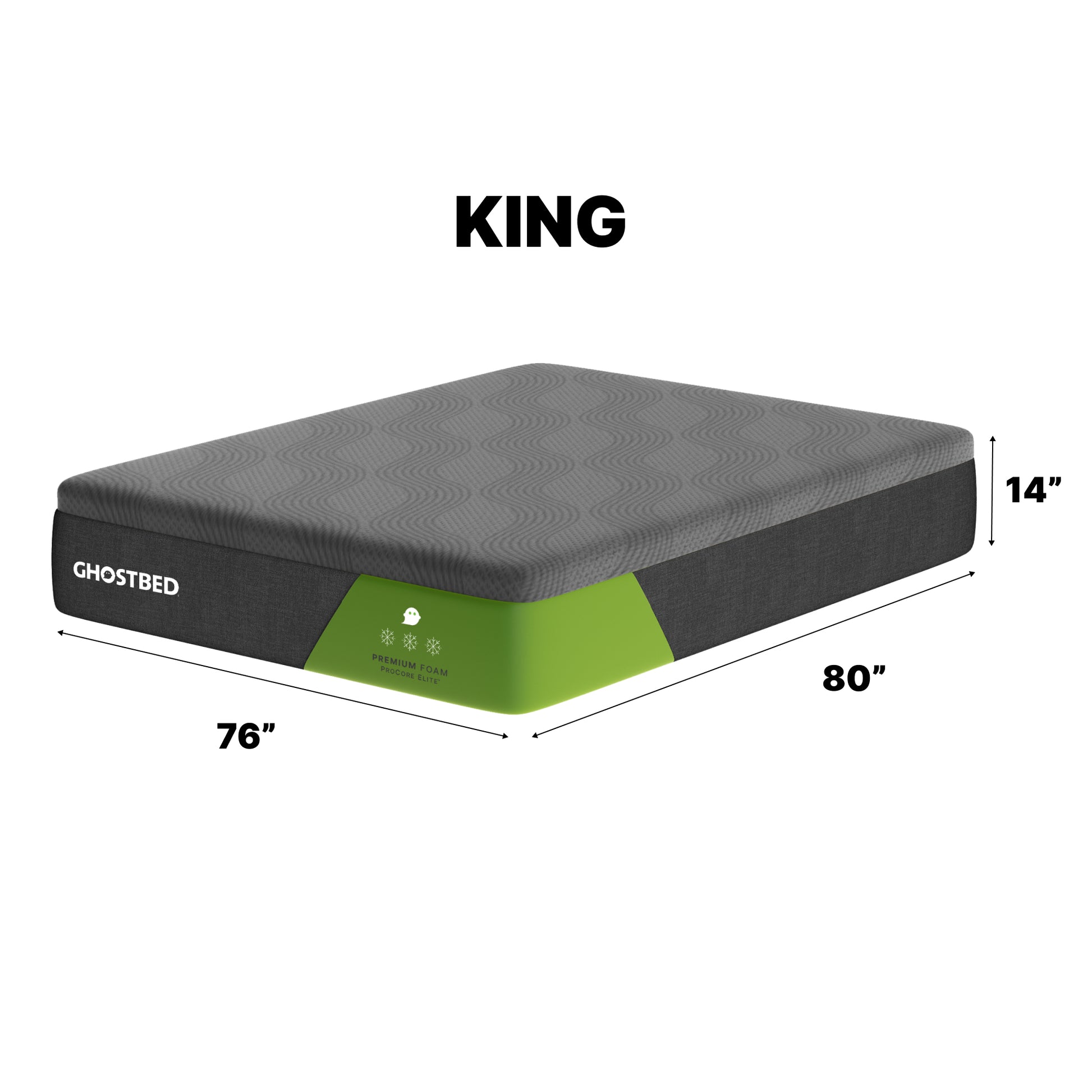 Ghostbed Premium 14' King Foam Mattress in Grey with Cooling Ghost Ice Cover and Copper-Infused Memory Foam - detail view 3