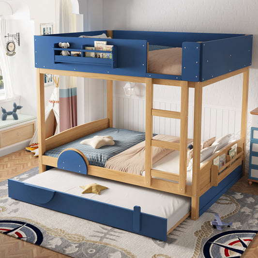 Full Bunk Bed with Trundle - Blue,natural - primary color shot