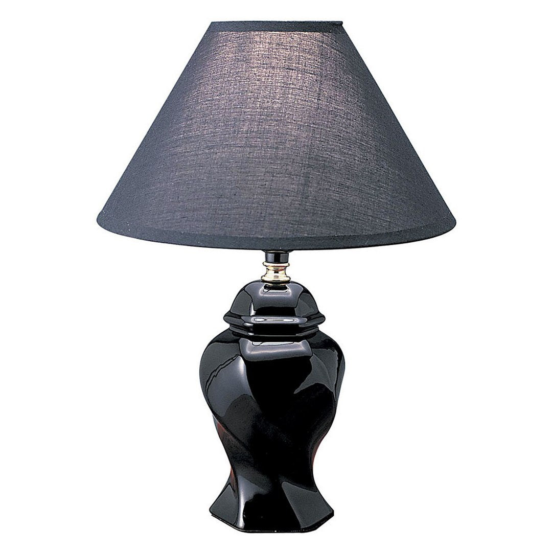 13' Tall Ceramic Table Lamp, Urn-Shaped with Black finish, Linen Shade