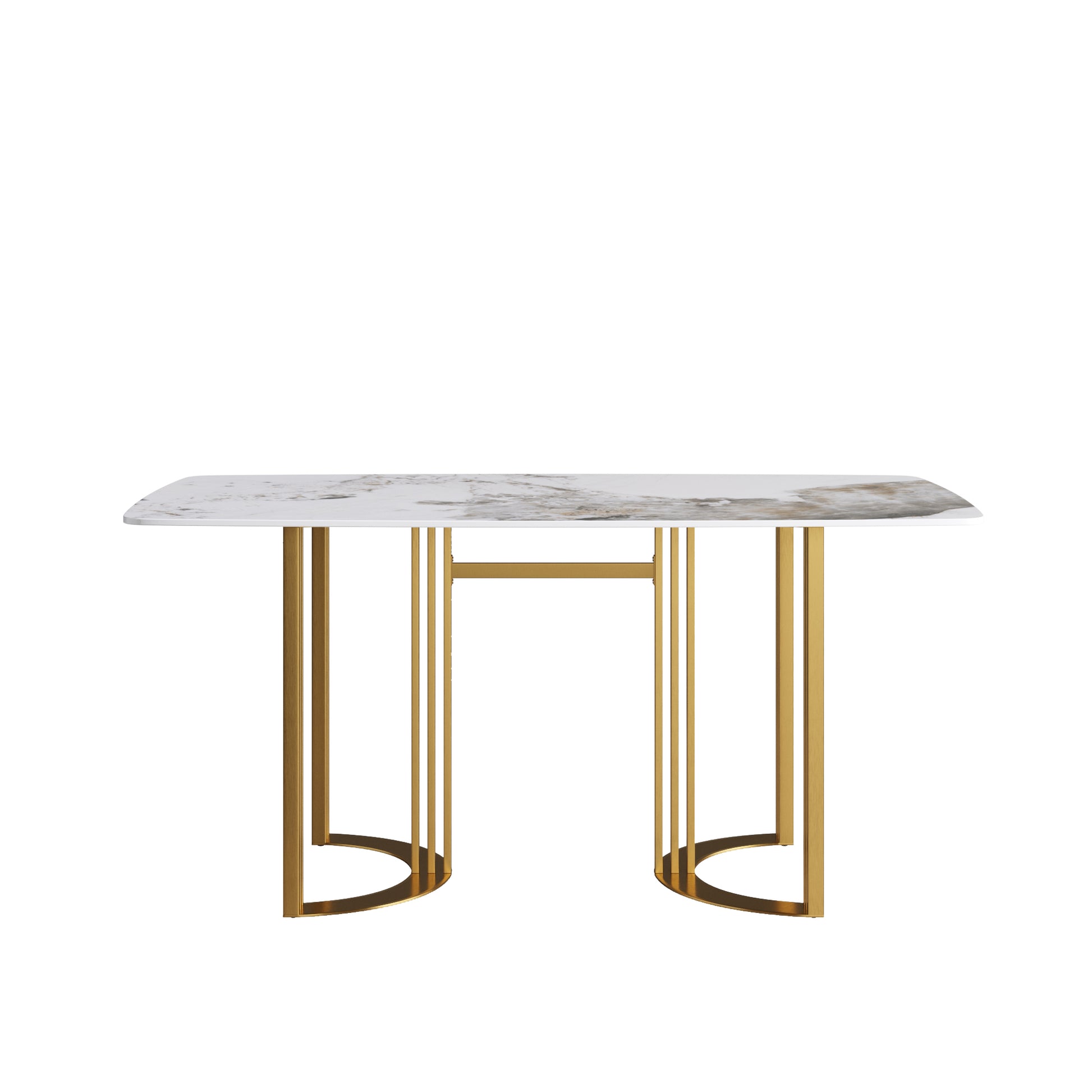Moto 63" Modern Sintered Stone Dining Table with Gold Base