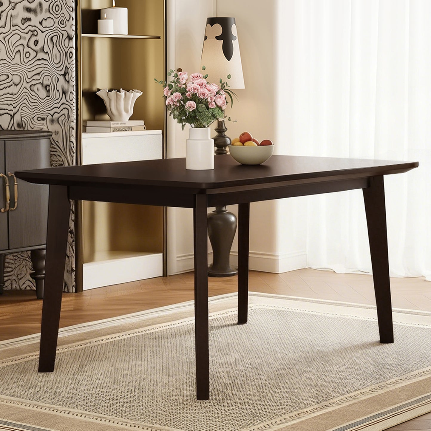 Rustic Farmhouse Dining Table - Solid Wood Frame, Minimalist Modern Dining Table for Dining Room - detail view 2