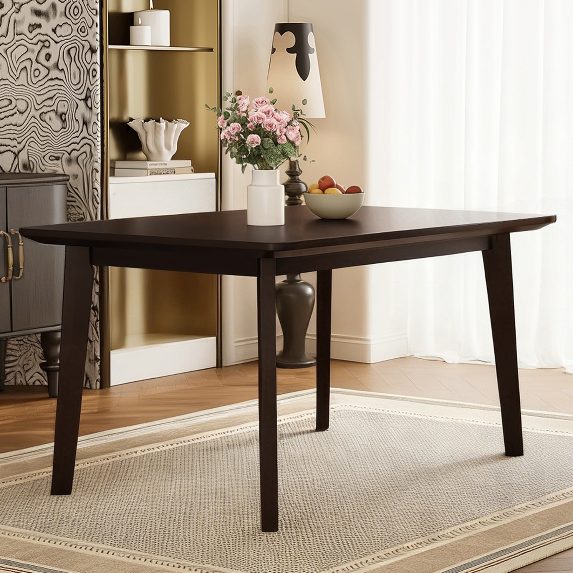 Rustic Farmhouse Dining Table - Solid Wood Frame, Minimalist Modern Dining Table for Dining Room - detail view 2