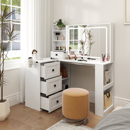 Vanity Desk with Lights,Makeup Vanity with Power Strip
