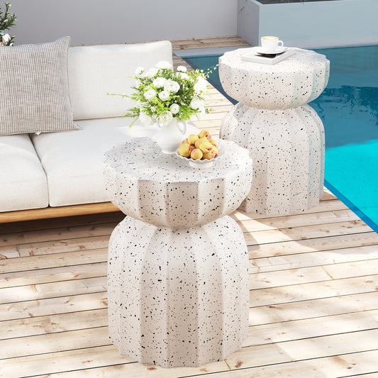 13' Modern Outdoor and Indoor Waterproof Coffee Table and Side Table Set - White - primary color shot