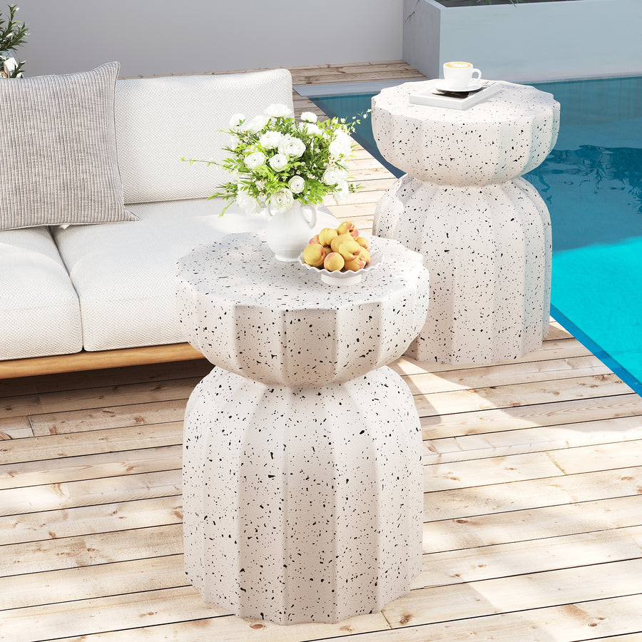 13' Modern Outdoor and Indoor Waterproof Coffee Table and Side Table Set - White - primary color shot