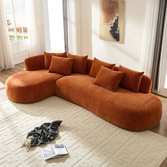 134.63'' Oversized L-Shape Sectional Sectional Sectional with Left-Facing Chaise Sectional with Deep Seat - Orange - detail view 2