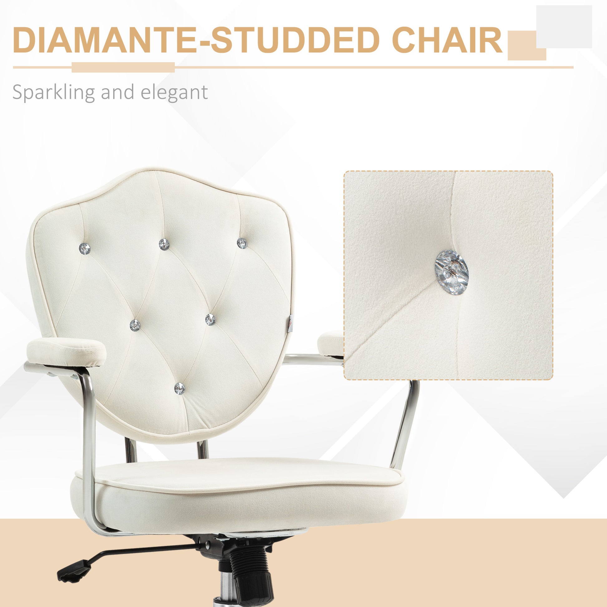 Vale Velvet Button Tufted Office Chair, White