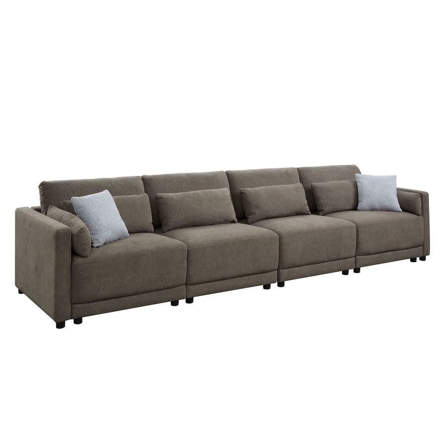 Rylie Brown Linen 4Pcs Modular Sectional Sofa with Toss Pillows - primary color shot