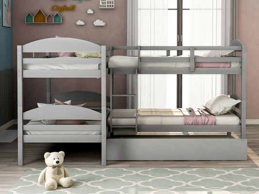 Twin L-Shaped Bunk Bed with Trundle-Gray{old Sku:lt000024aae} - detail view 2