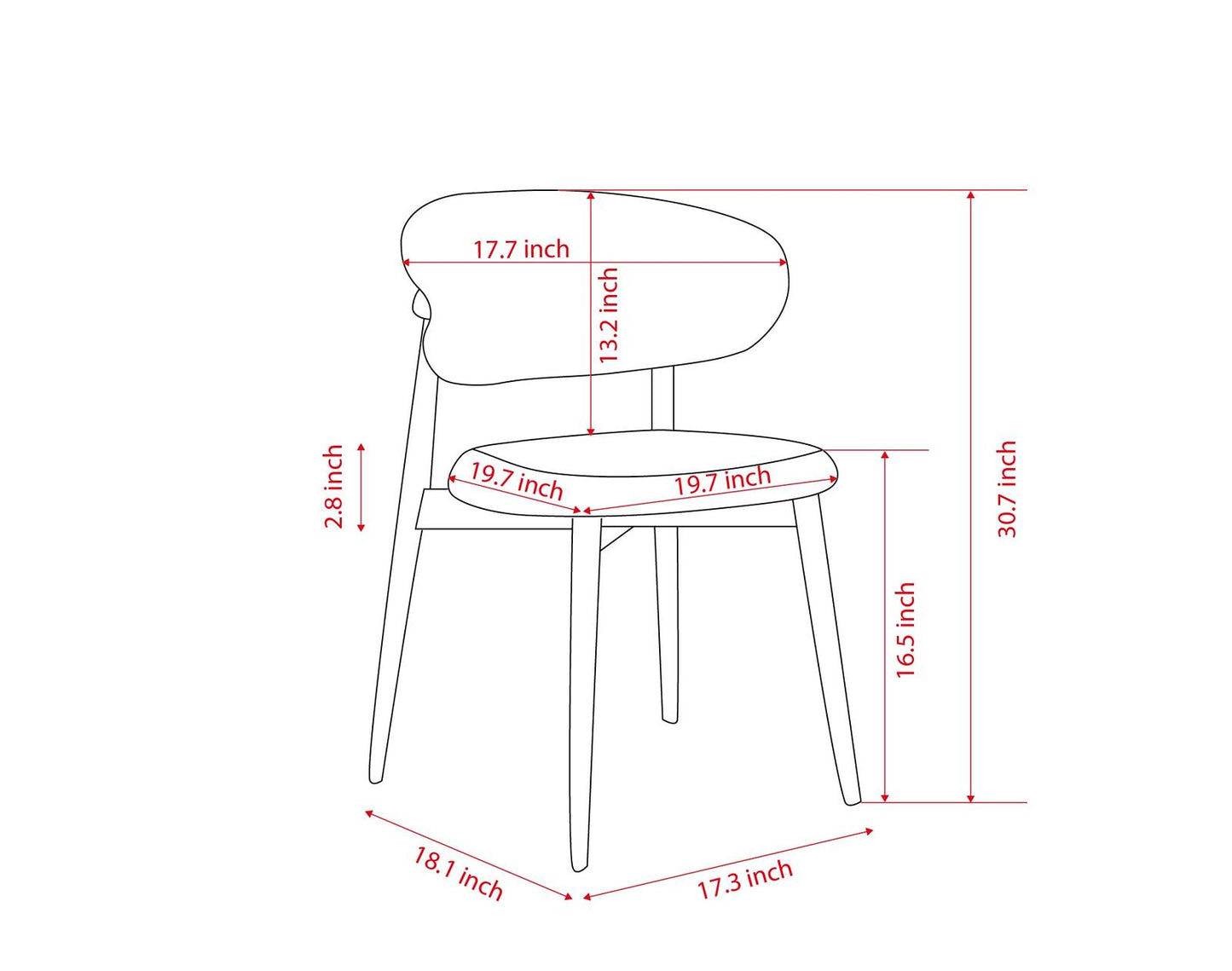 Masha Mid-Century Modern Faux Leather Dining Chairs Set of 2 – White