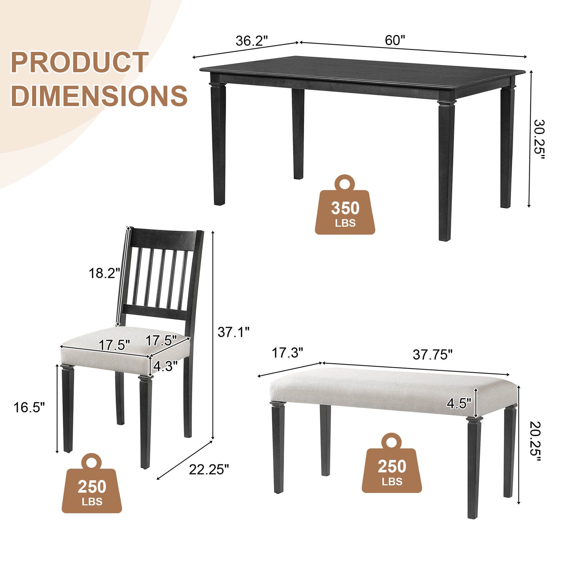 6-Piece Retro Dining Room Set - Grey - detail view 4