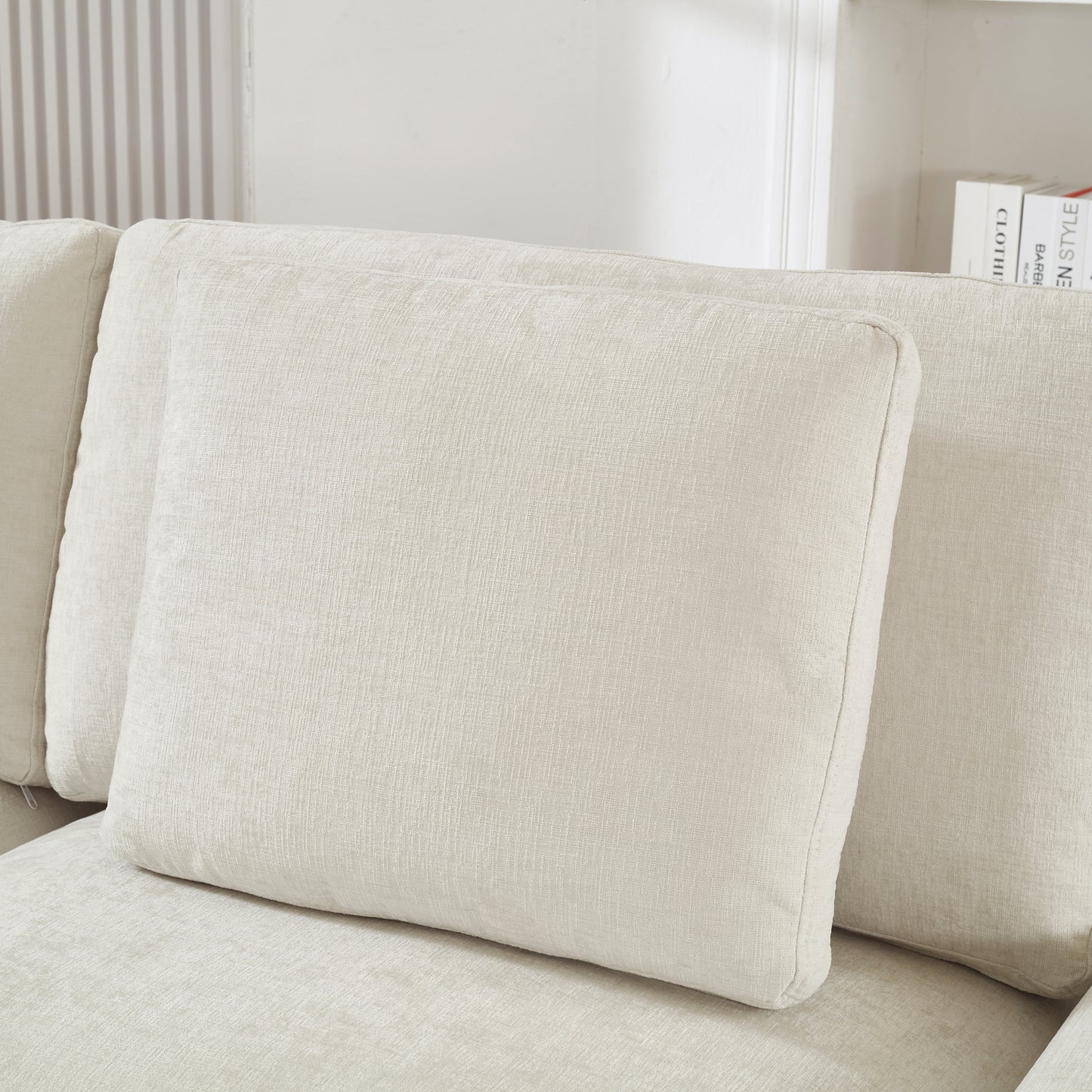 72.05'L Modular Sectional Sofa,3 Storages L-Shaped polyester Fabric Sectional Couches for Living Room,2-Seater Cloud Couches with Ottoman,Modern, Small Space, Easy Assembly (Beige) - detail view 8
