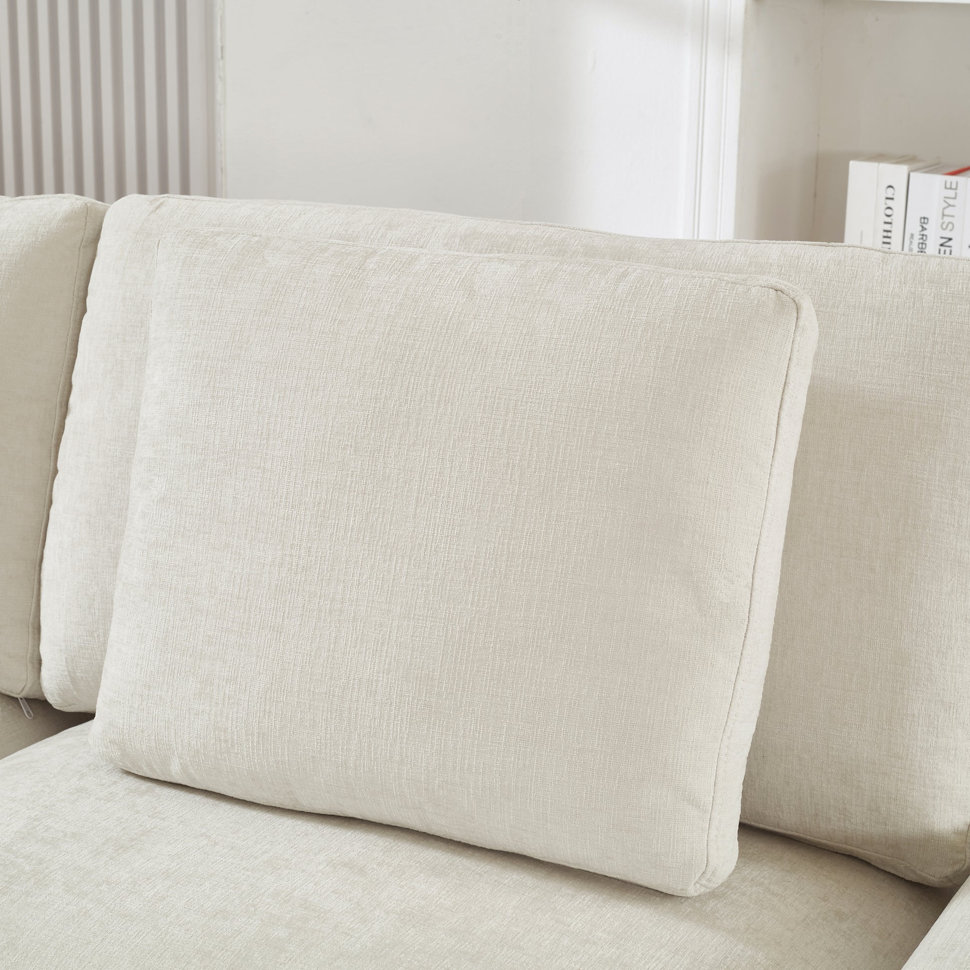 72.05'L Modular Sectional Sofa,3 Storages L-Shaped polyester Fabric Sectional Couches for Living Room,2-Seater Cloud Couches with Ottoman,Modern, Small Space, Easy Assembly (Beige) - detail view 8