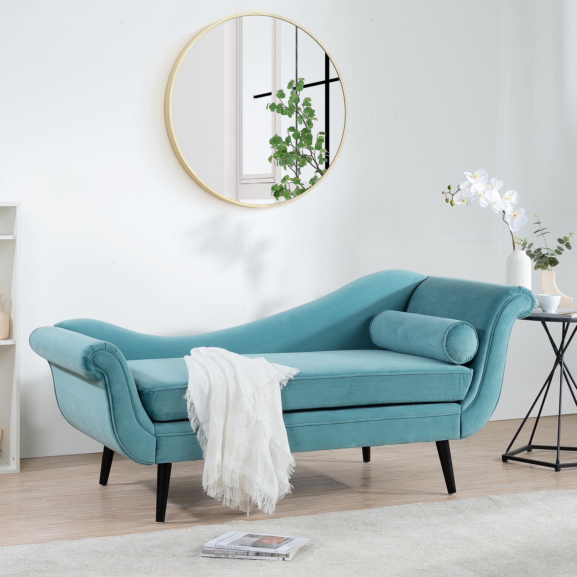 Chaise Lounge with Scroll Arms - Green - primary color shot