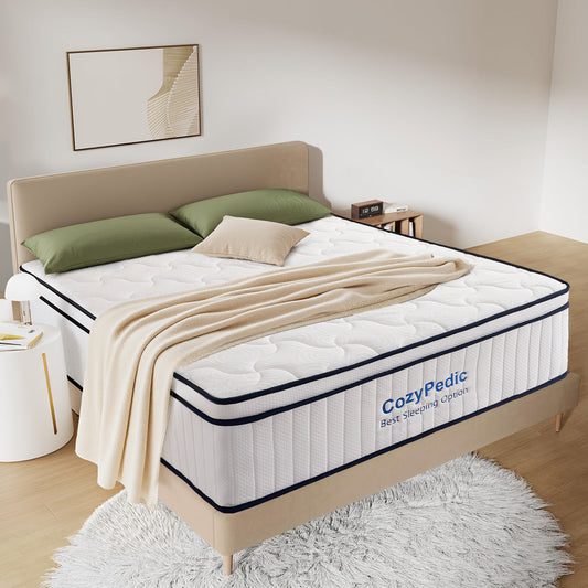 12 Inch King Size Medium Firm Mattress, Memory Foam with Pocket Springs for Back Pain Relief & Pressure Relief, Cooling Antibacterial Cover, CertiPUR-US Certified, White(75.98'x 79.92'x 11.81')
