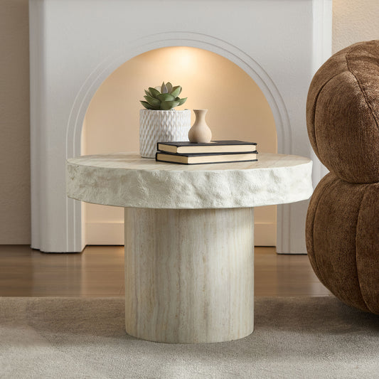 24" Faux MARS Textural Patterns Coffee Tables - Beige - detail view 2