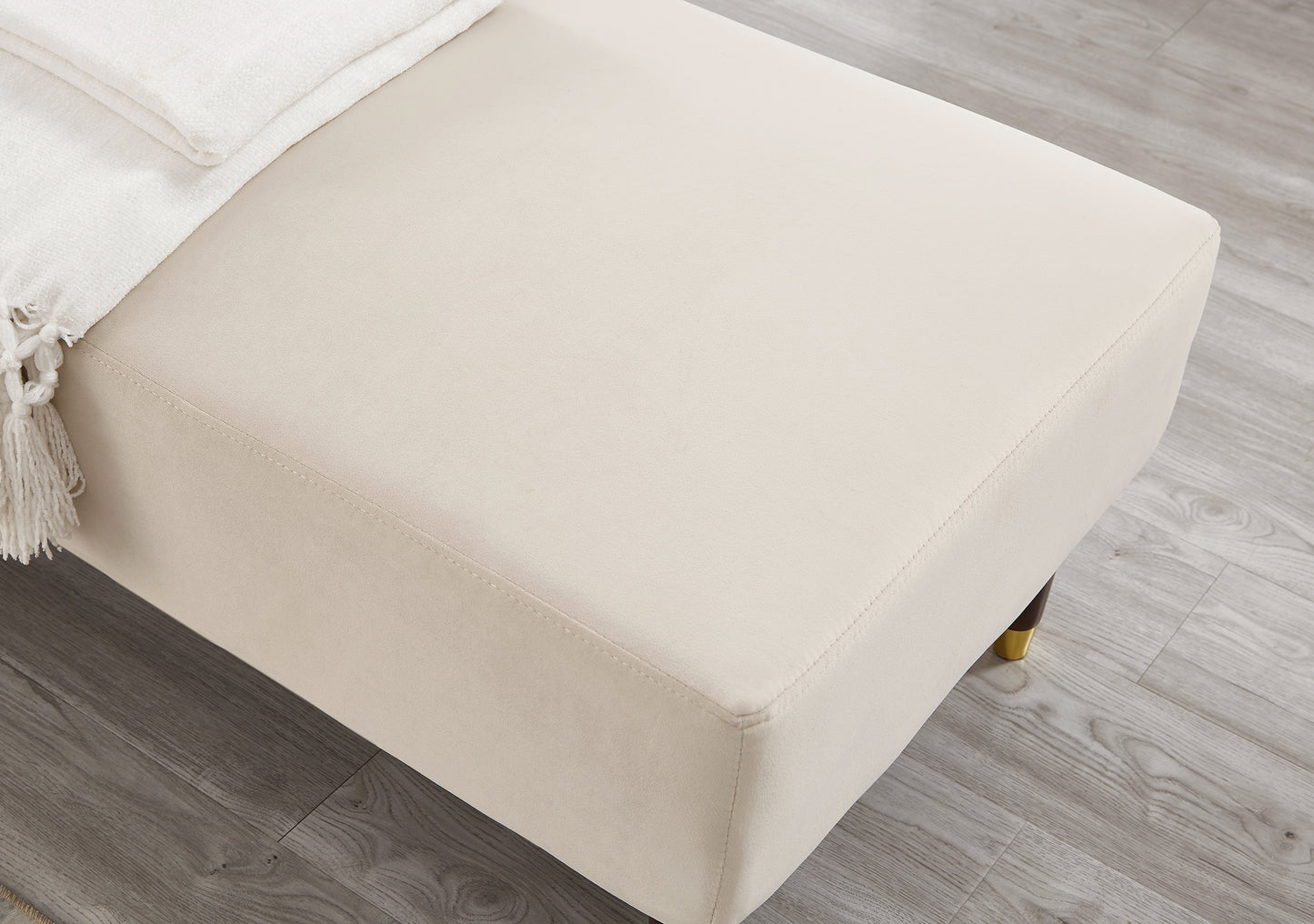 Modern Chaise Lounge Chair Velvet Upholstery (beige) - detail view 6