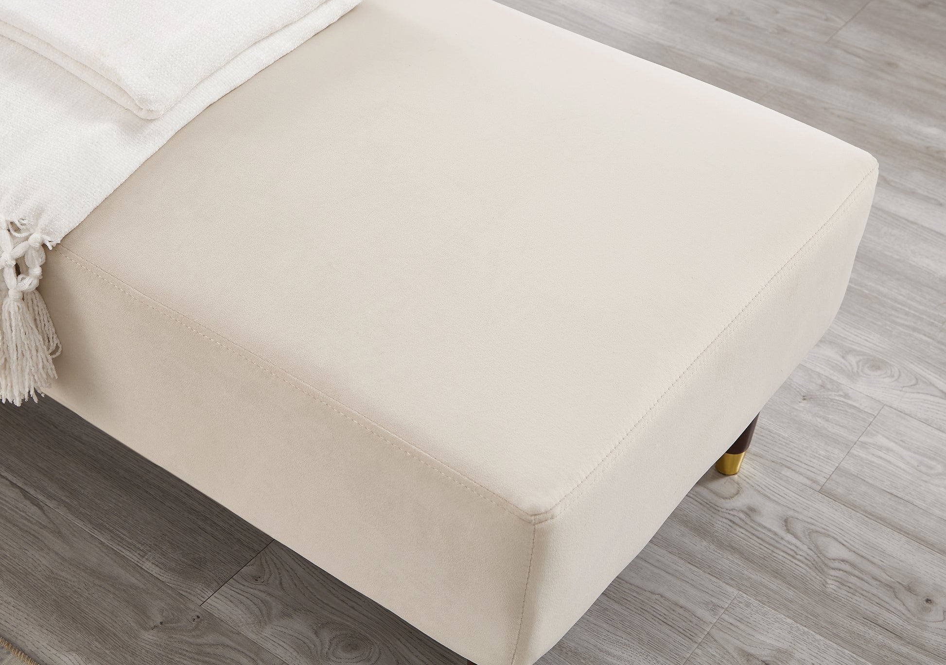 Modern Chaise Lounge Chair Velvet Upholstery (beige) - detail view 6