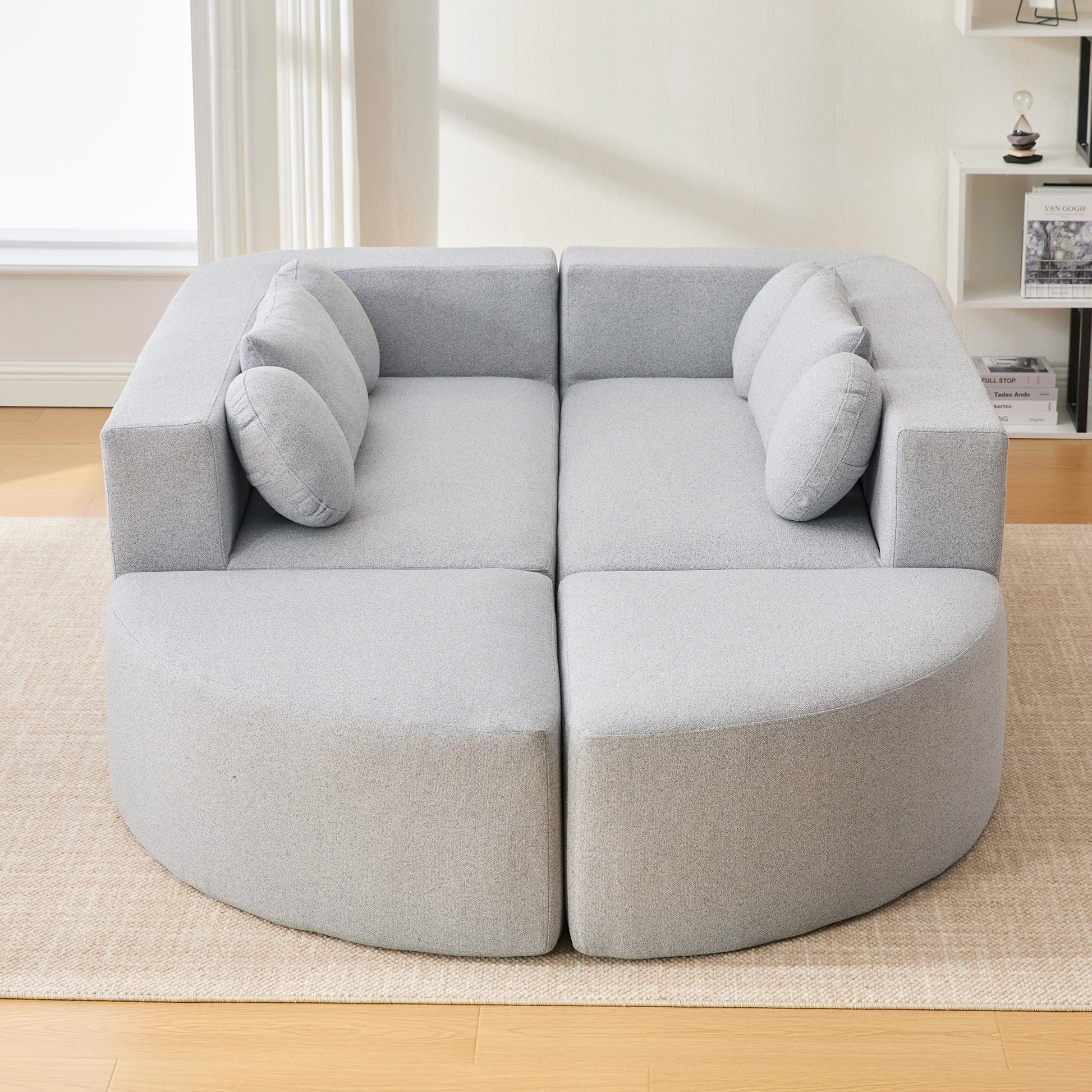 Boneless Sectional Modular Sectional with Deep Seating & Curved Design - Grey - detail view 8